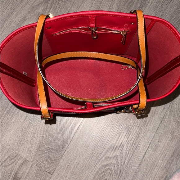 Michael Kors Red and White Stripe Tote - Picture 3 of 4